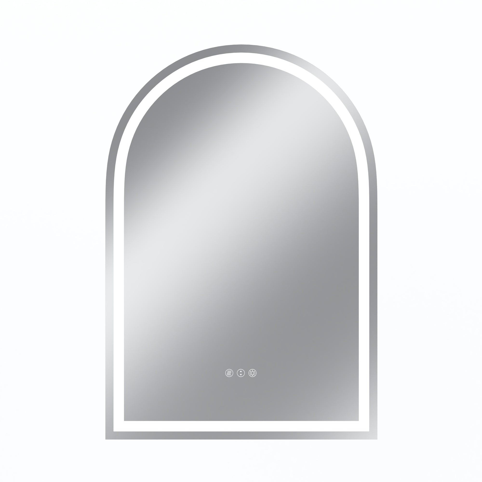 Vanityfus 26-in W 38-in H Arch Frameless Wall-Mounted Beveled Dimmable LED Lighted Fog Free Bathroom Vanity Mirror in silver